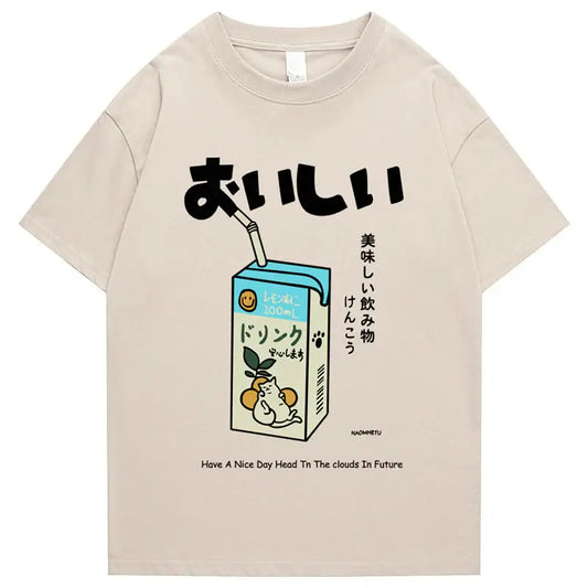 Camiseta retro de cartón de jugo Yuzu