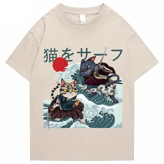 Camiseta Kanagawa Wave Cat Clash