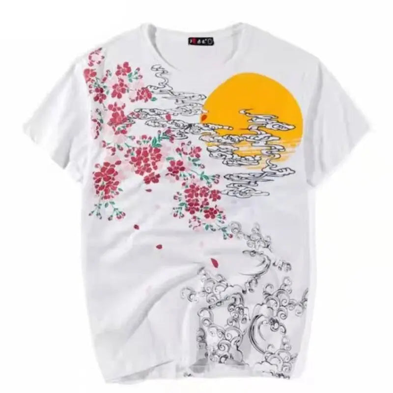 Blossom Koi Fish Carp Embroidery Shirt