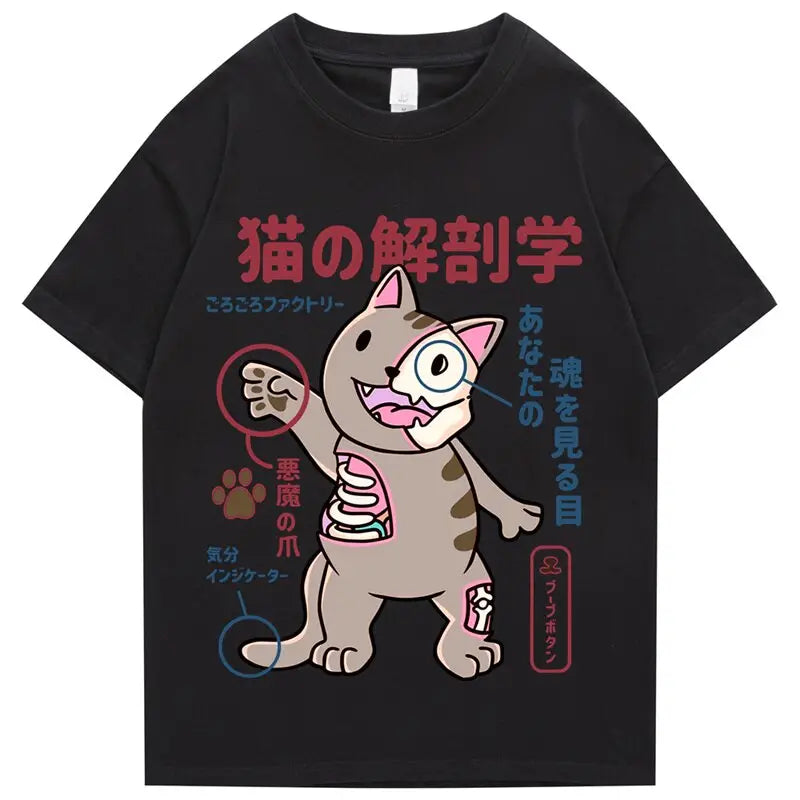 Camiseta Kanji de anatomía del gato