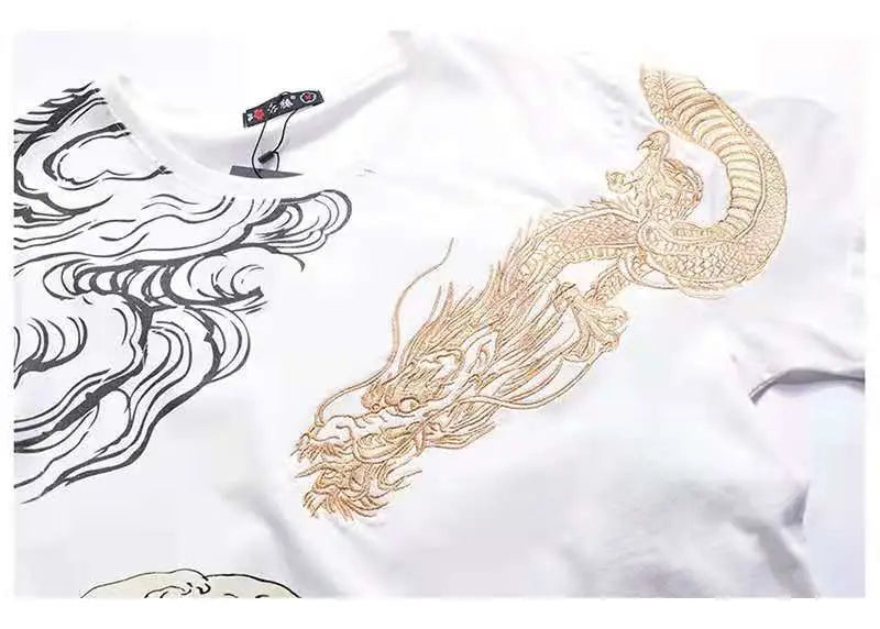 Kanagawa Wave Dragon Embroidery Shirt