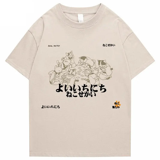 Camiseta vintage con diseño de gatos