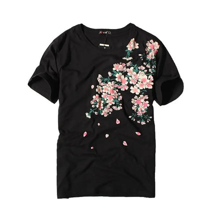 Camiseta con bordado de pájaro Sakura Crane