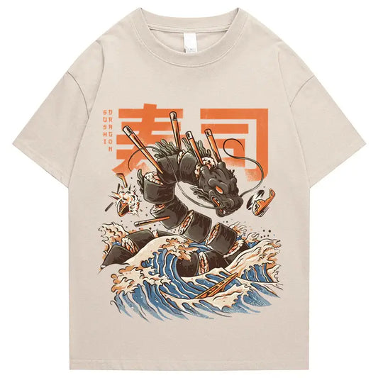 Camiseta del monstruo del dragón del sushi