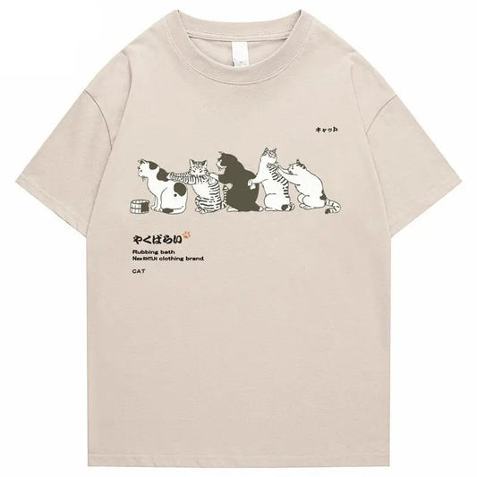Camiseta divertida con diseño de gatos