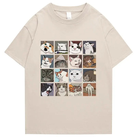 Camiseta divertida con mosaico de meme de gato