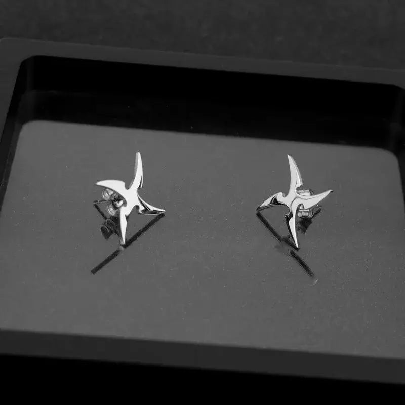 Silver Shuriken Earrings