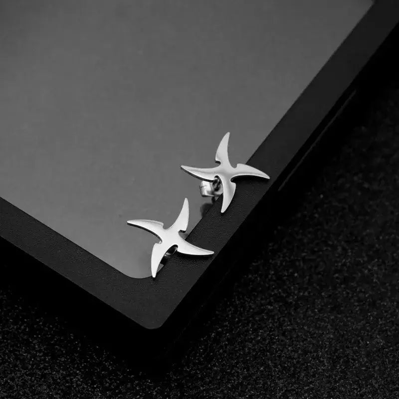 Silver Shuriken Earrings