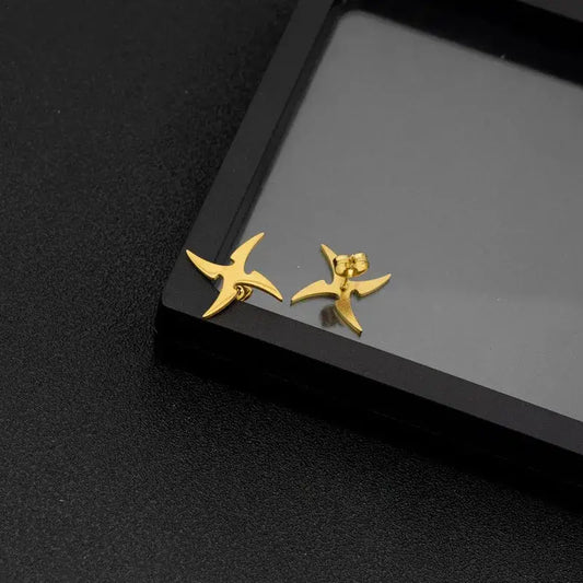 Gold Shuriken Earrings