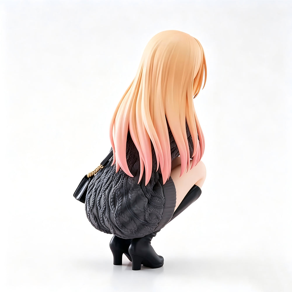 Sitting Marin Kitagawa Figure rear three-quarter view with pink ombre hair