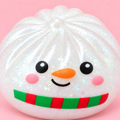 Snowman Squishy face and scarf close-up