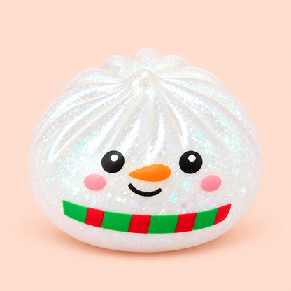Snowman Dumpling Squishy front studio view