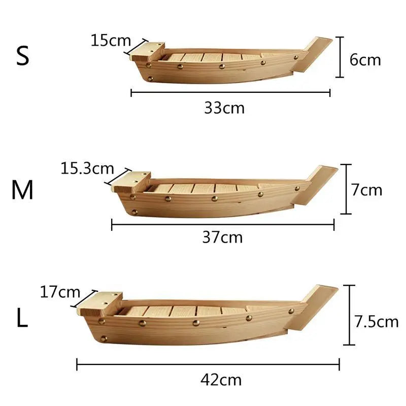 Barco de sushi de madera