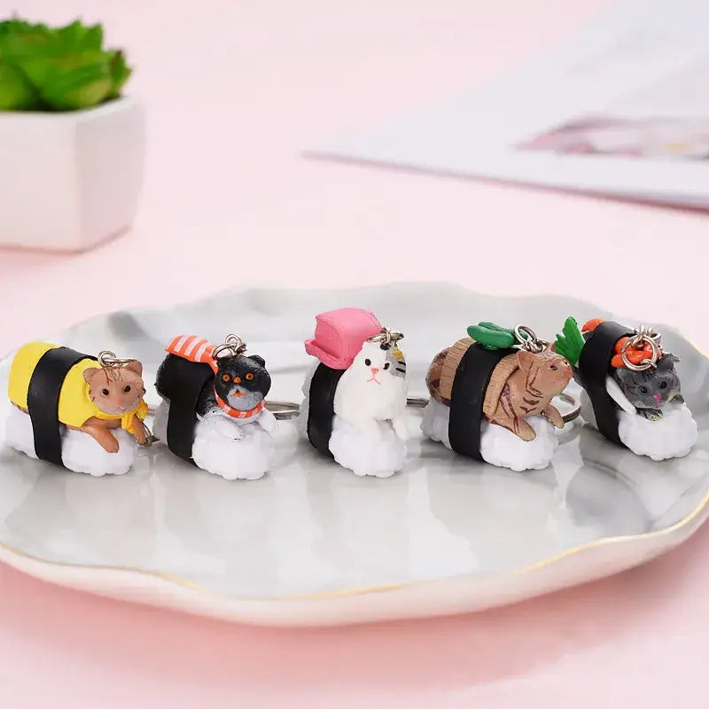 Portachiavi con gatto sushi