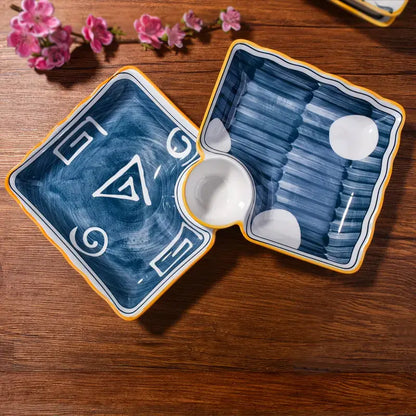 Indigo Blue Sushi Saucer Plates Set