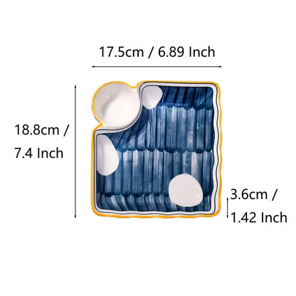 Indigo Blue Sushi Saucer Plates Set