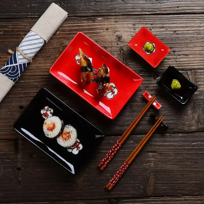 Sakura Kanji Sushi Plate Set