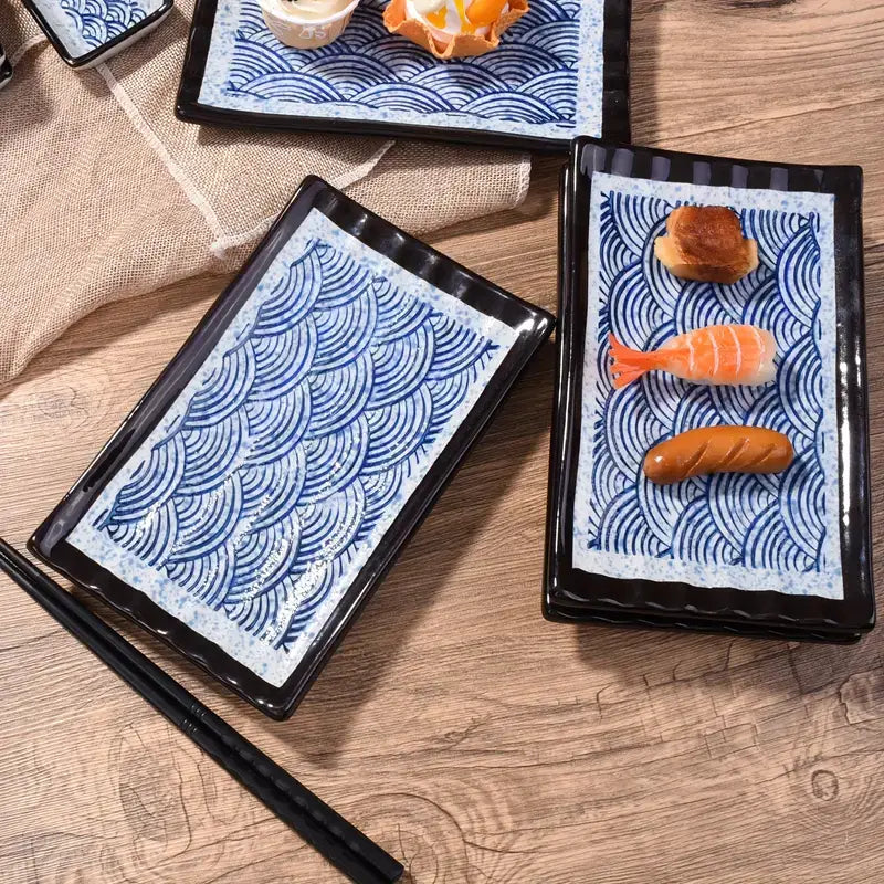 Japanese Waves Sushi Plate Set