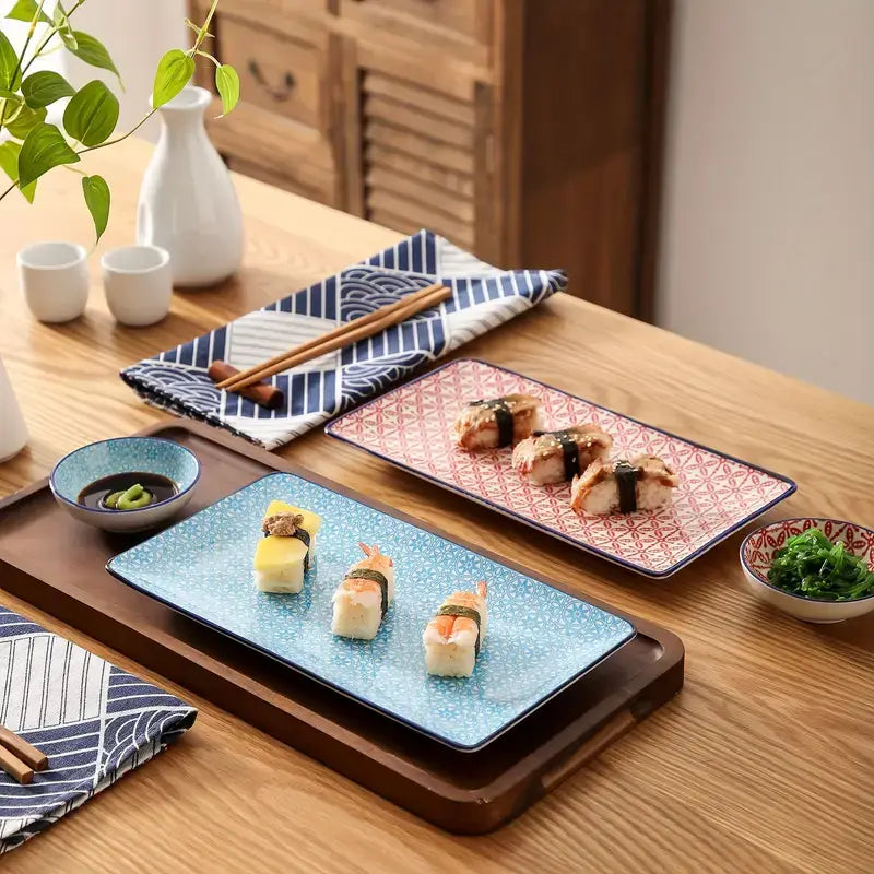 Set di piatti sushi primaverili azzurri