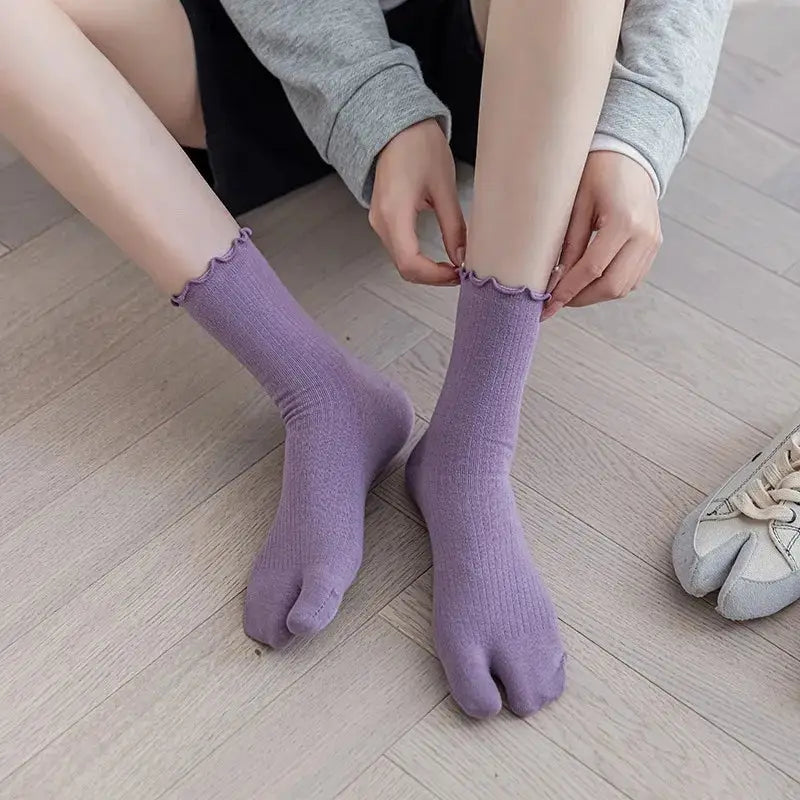 Chaussettes Tabi à la cheville en dentelle marron