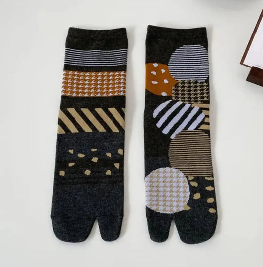 Striped Patchwork Tabi Socks