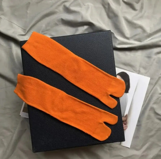 Calcetines tabi tobilleros naranja liso