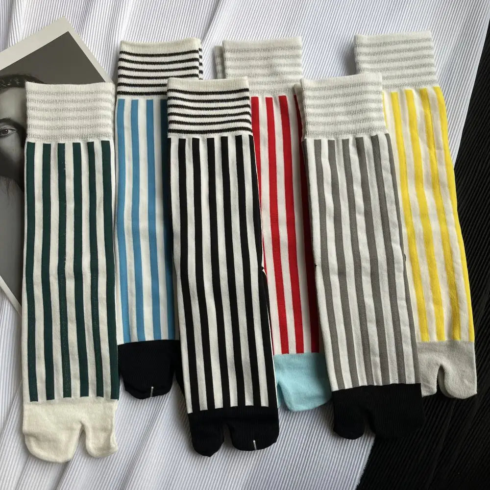 Blue Stripes Black Toes Tabi Socks