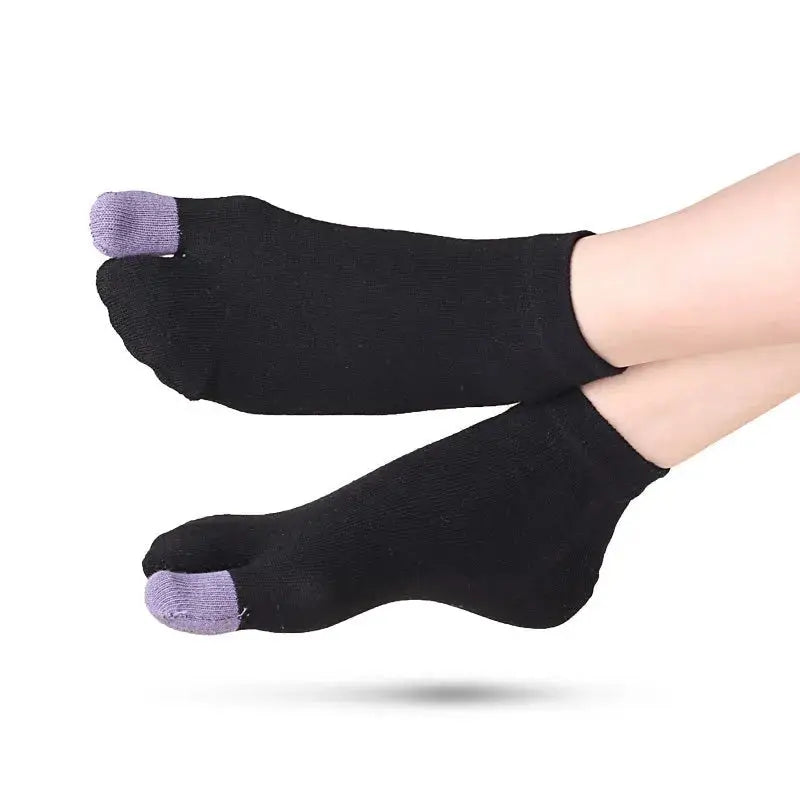 Purple Toe Black Tabi Socks