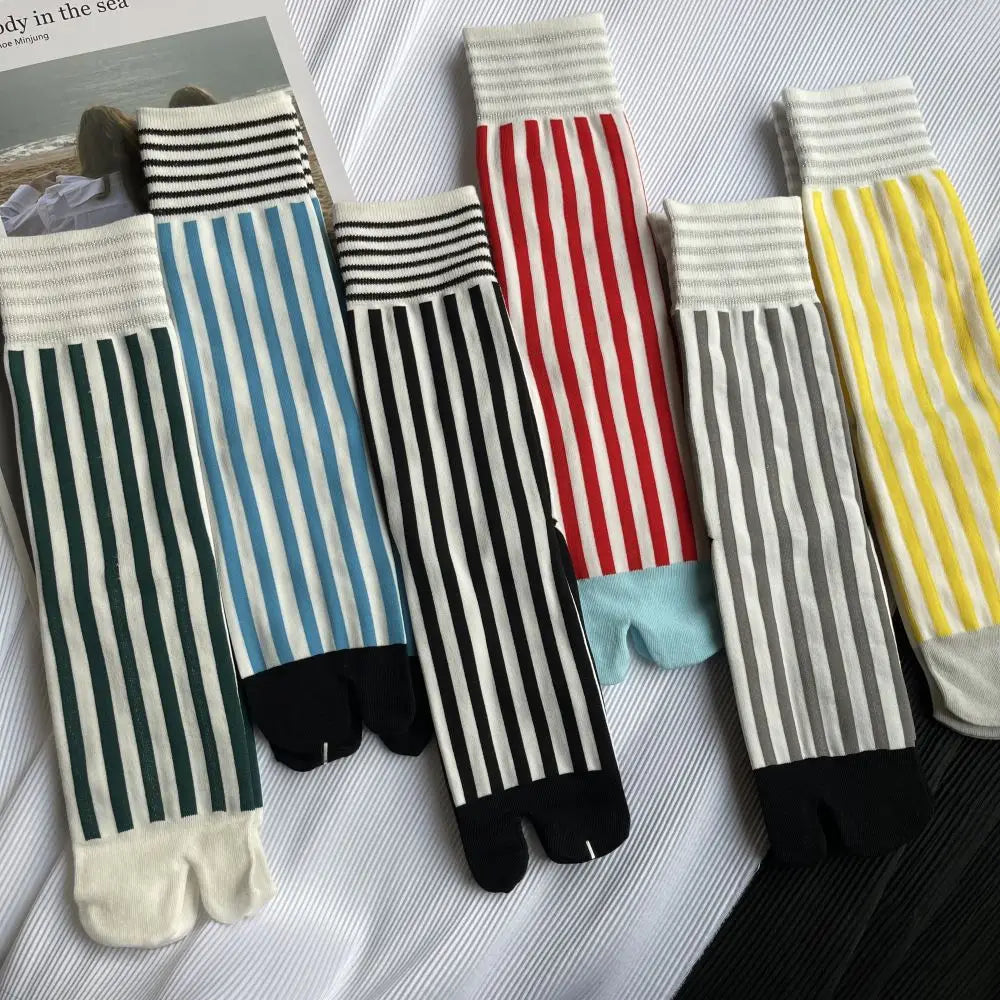 Yellow Stripes Grey Toes Tabi Socks
