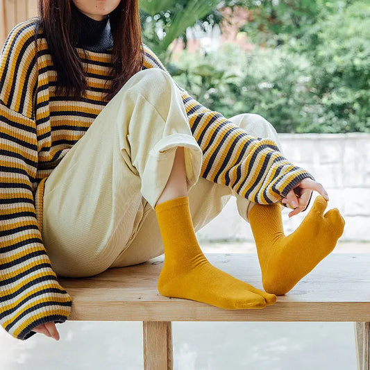 Chaussettes Tabi Jaune Moutarde