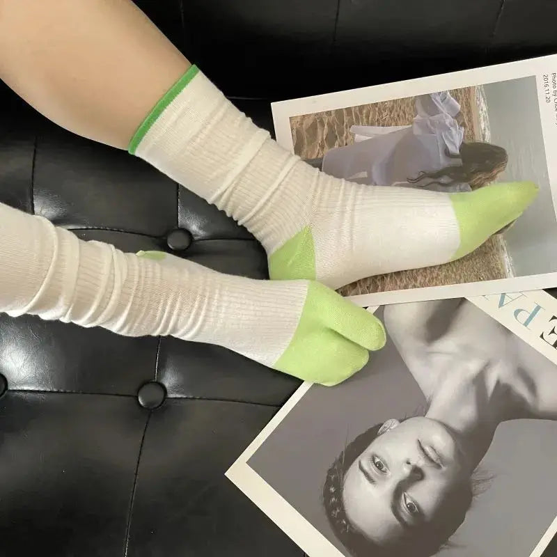White & Green Tabi Socks