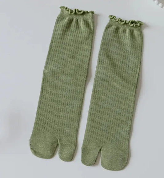 Calcetines tabi tobilleros de encaje verde