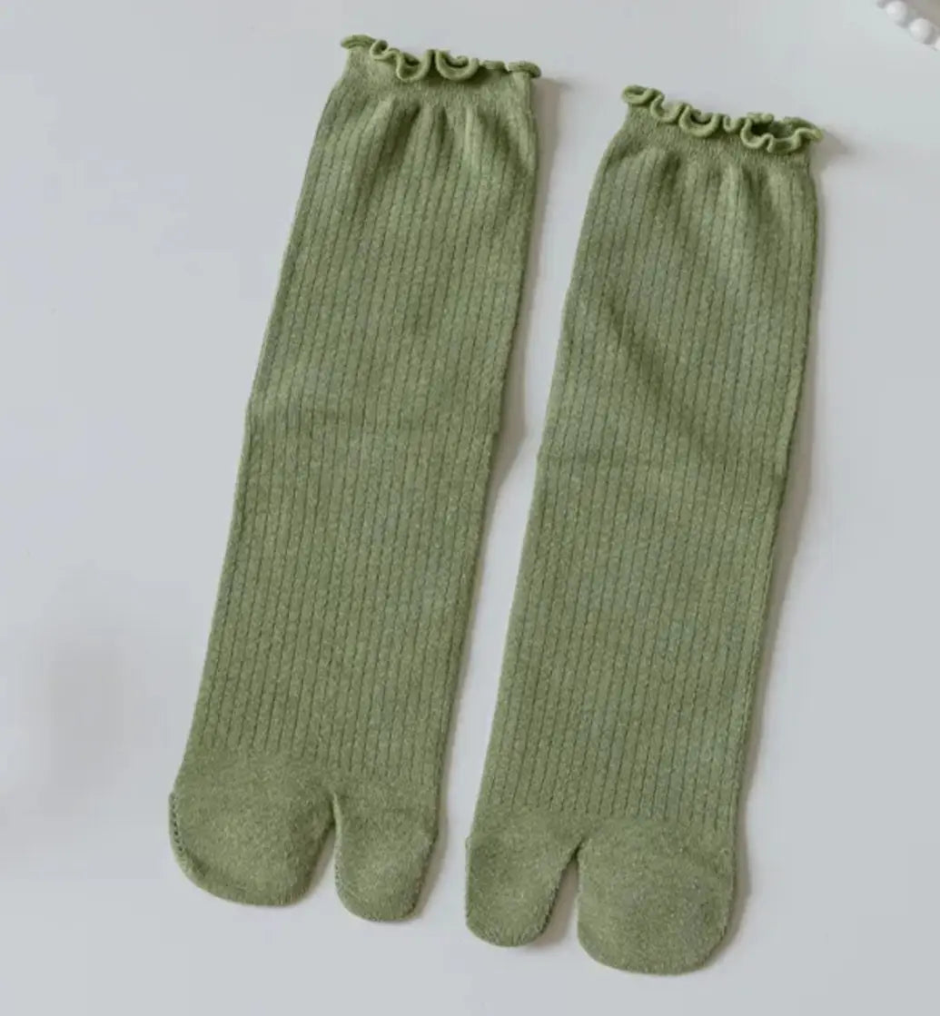 Chaussettes Tabi à la cheville en dentelle verte