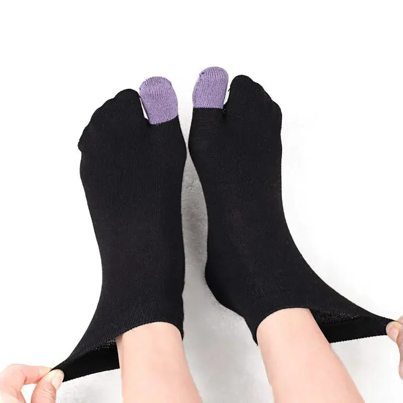 Purple Toe Black Tabi Socks
