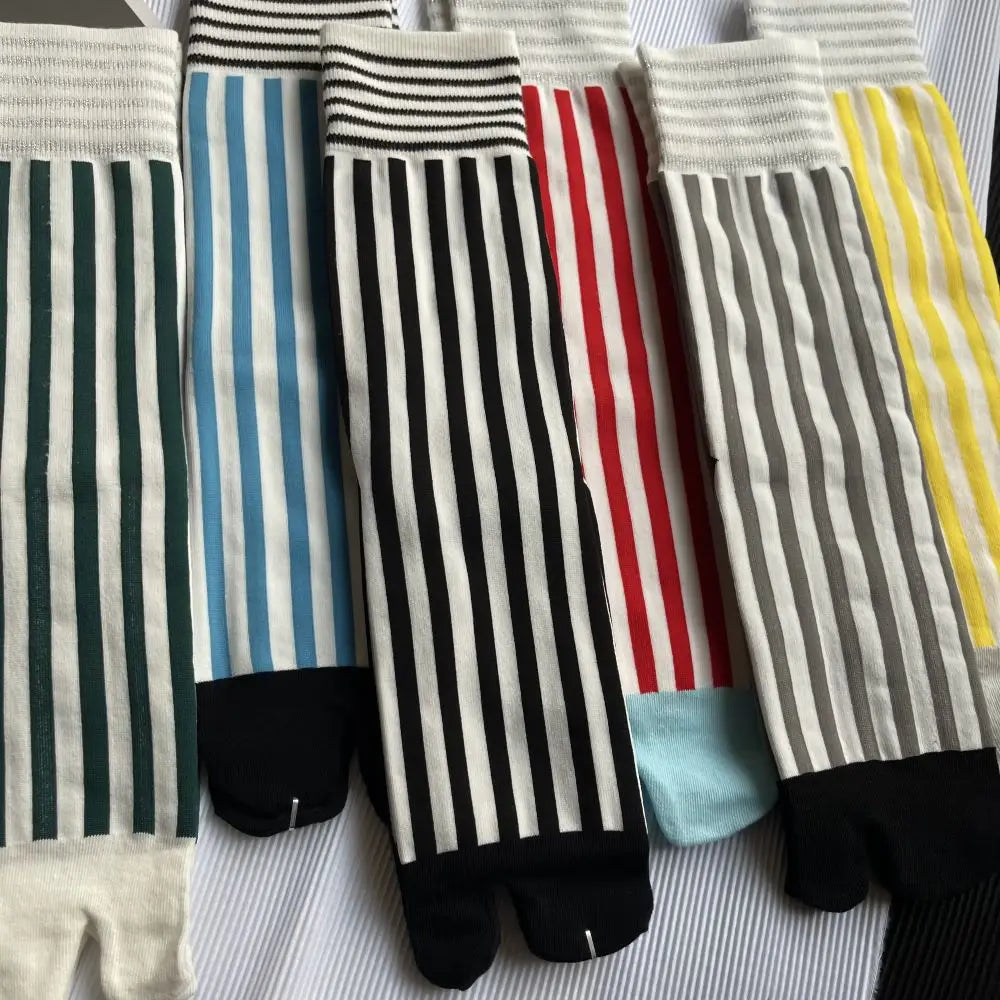 Navy Stripes White Toes Tabi Socks