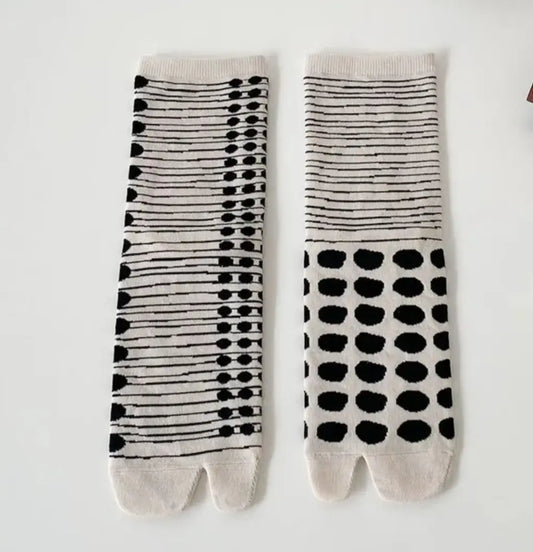 Striped Polka Dots Tabi Socks
