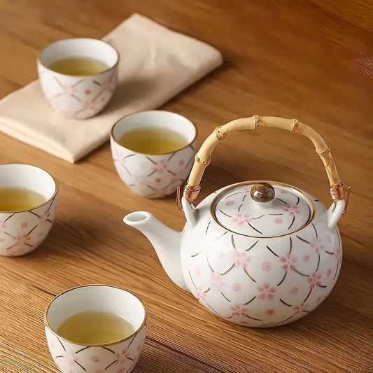 Bamboo Handle Sakura Tea Set