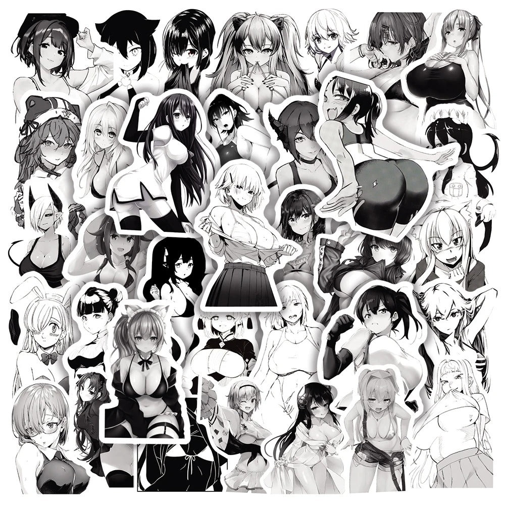 B&W Waifu Anime Stickers