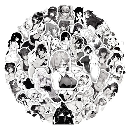 B&W Waifu Anime Stickers