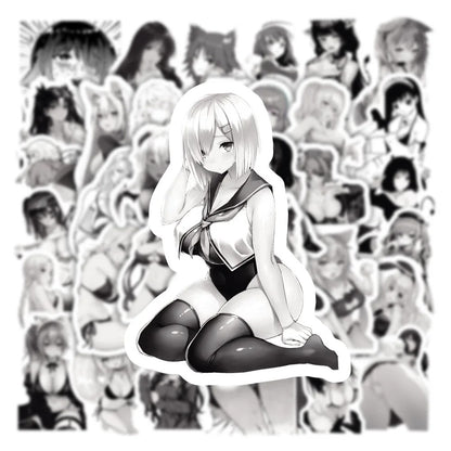 B&W Waifu Anime Stickers