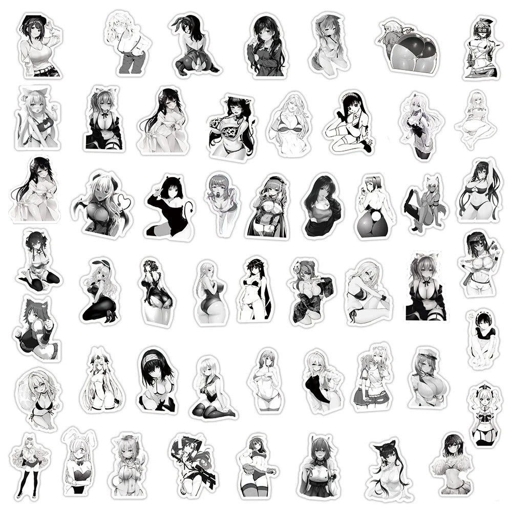 B&W Waifu Anime Stickers