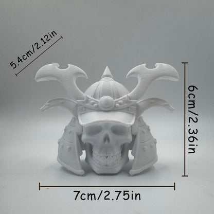 White samurai helmet skull figure size guide, 7 cm wide and 6 cm tall