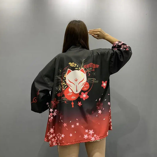Chaqueta tipo kimono Kitsune Fox para mujer