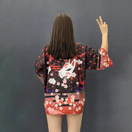 Sakura Fox Veste kimono pour femme