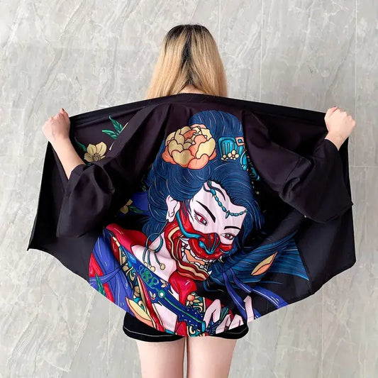 Geisha Demon - Chaqueta tipo kimono para mujer