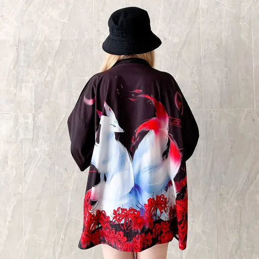 Giacca Kimono da donna a nove code di volpe