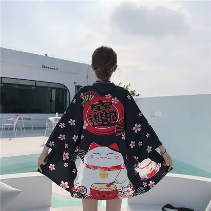 Neko Drum Black Women’s Kimono Jacket