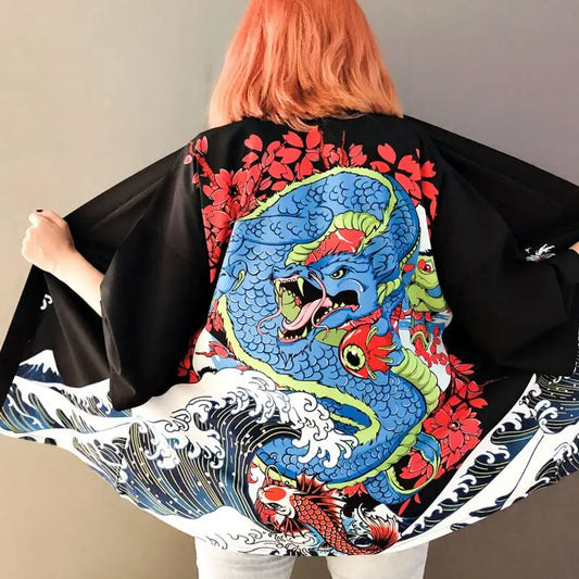 Veste kimono pour femme Blue Dragon
