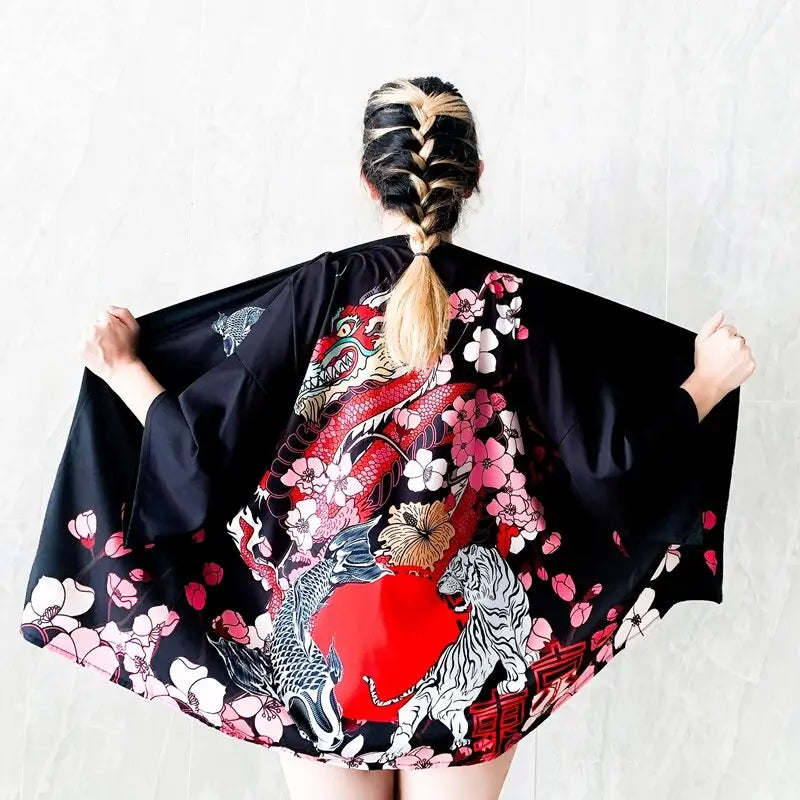 Chaqueta tipo kimono Sakura Animals para mujer