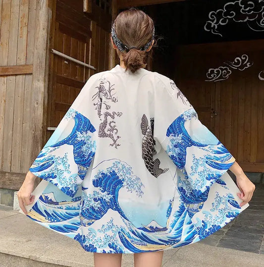 Giacca Kimono da donna Wave bianca